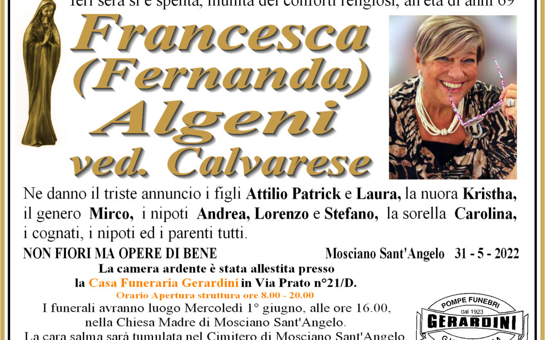 FRANCESCA (FERNANDA) ALGENI ved. CALVARESE