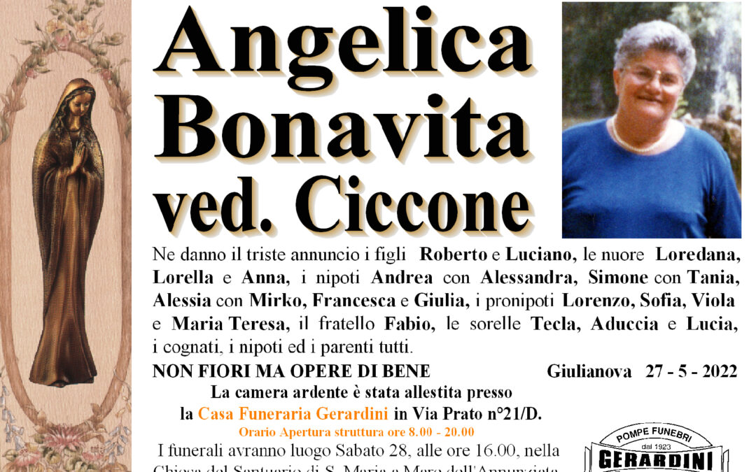 ANGELICA BONAVITA ved. CICCONE