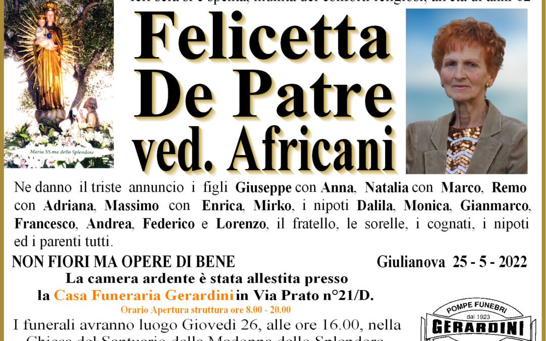 FELICETTA DE PATRE ved. AFRICANI