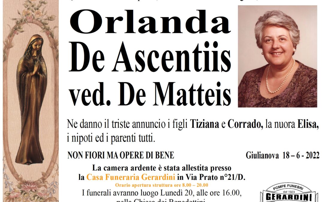 ORLANDA DE ASCENTIIS ved. DE MATTEIS