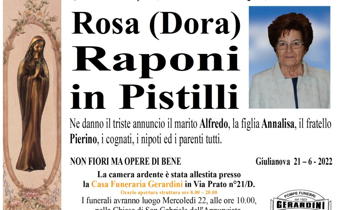 ROSA (DORA) RAPONI in PISTILLI