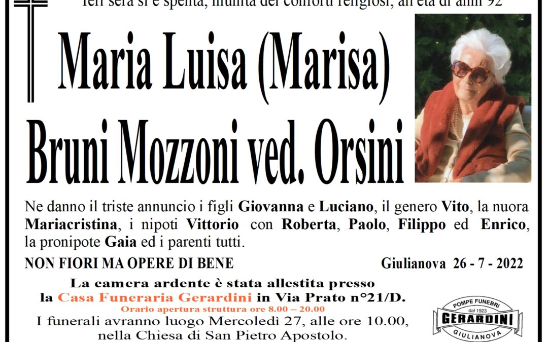 MARIA LUISA (MARISA) BRUNI MOZZONI ved. ORSINI