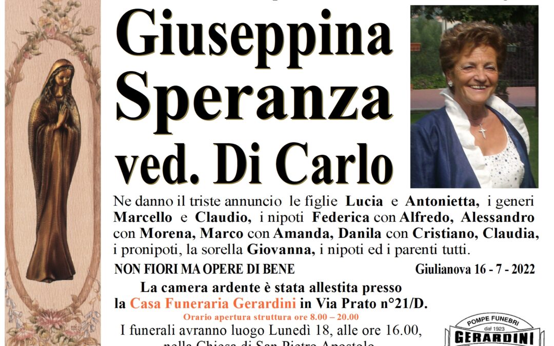 GIUSEPPINA SPERANZA ved. DI CARLO