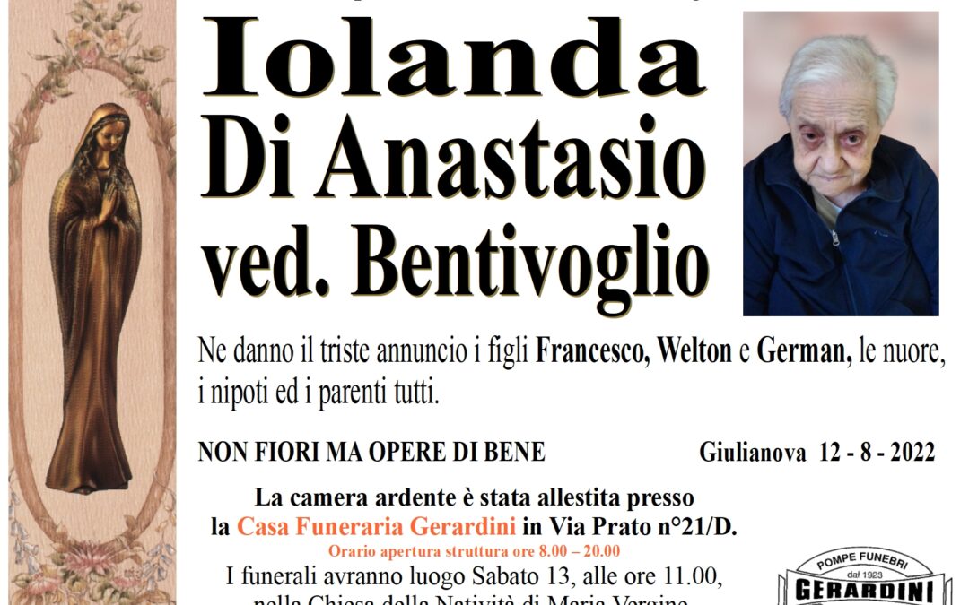 IOLANDA DI ANASTASIO ved. BENTIVOGLIO