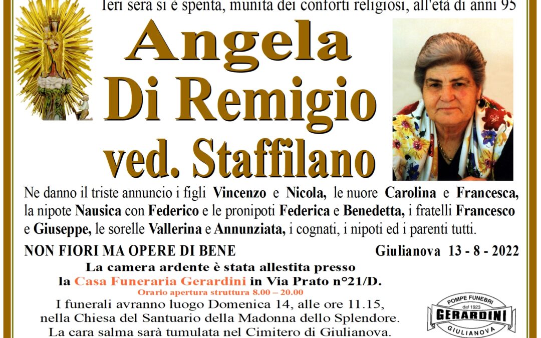 ANGELA DI REMIGIO ved. STAFFILANO