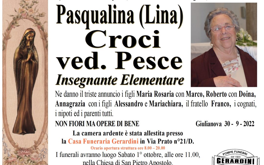 PASQUALINA(LINA) CROCI ved. PESCE