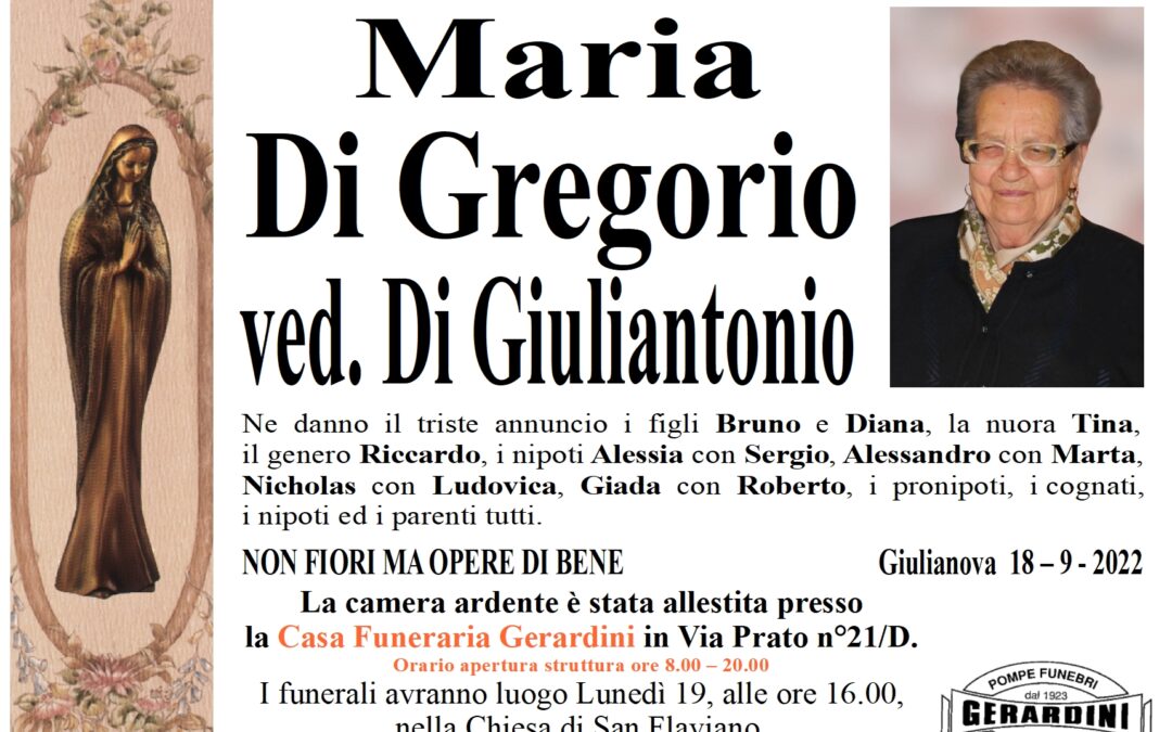 MARIA DI GREGORIO ved. DI GIULIANTONIO