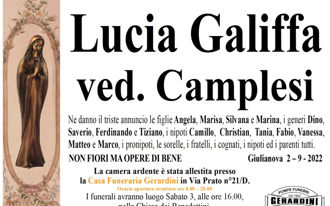 LUCIA GALIFFA VED. CAMPLESI