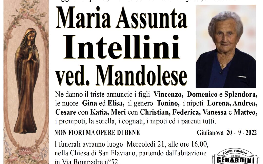 MARIA ASSUNTA MANDOLESE ved. INTELLINI