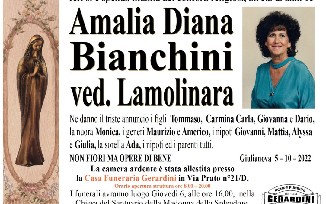 AMALIA DIANA BIANCHINI ved. LAMOLINARA