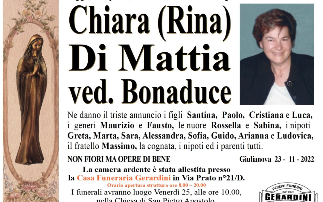 CHIARA (RINA) DI MATTIA ved. BONADUCE