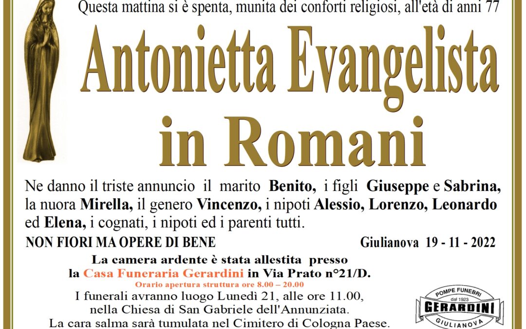 ANTONIETTA EVANGELISTA IN ROMANI