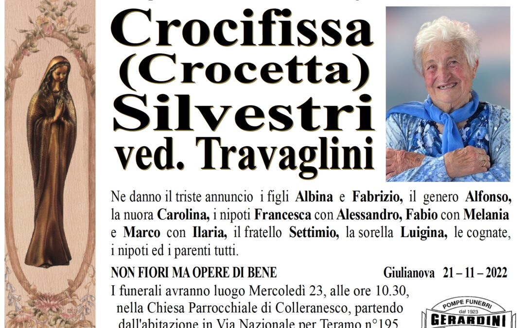 CROCIFISSA (CROCETTA) SILVESTRI VED. TRAVAGLINI