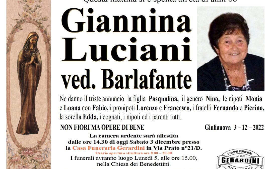 GIANNINA LUCIANI VED. BARLAFANTE