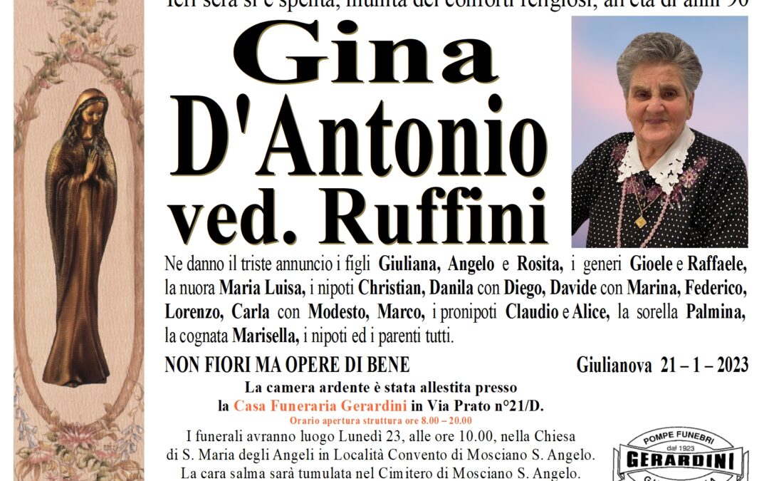 GINA D’ANTONIO VED. RUFFINI