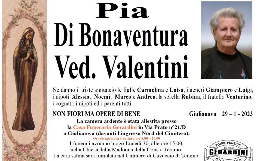 PIA DI BONAVENTURA ved. VALENTINI
