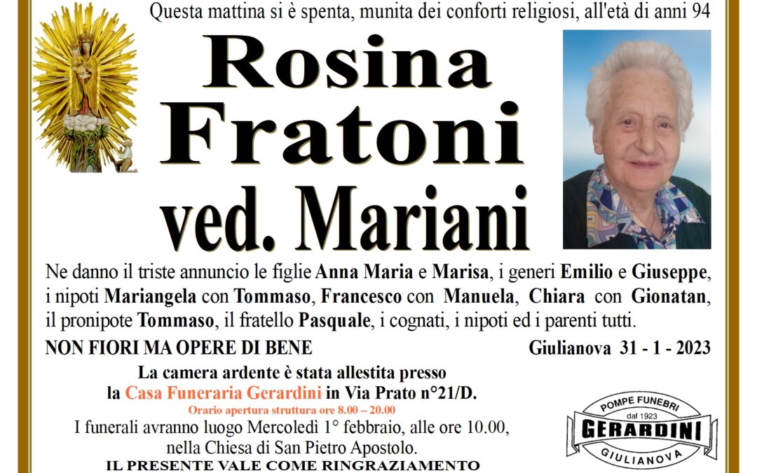 ROSINA FRATONI ved. MARIANI