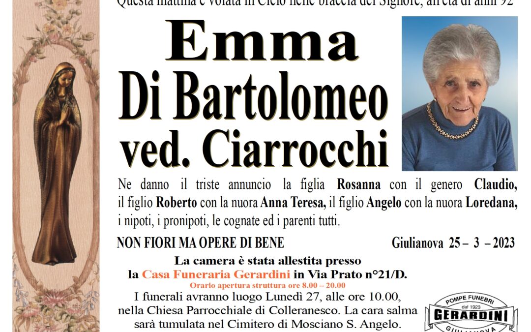 EMMA DI BARTOLOMEO VED. CIARROCCHI