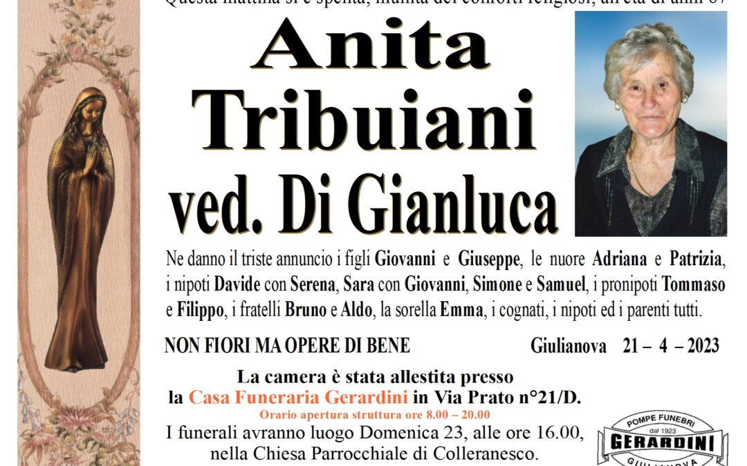 ANITA TRIBUIANI VED. DI GIANLUCA