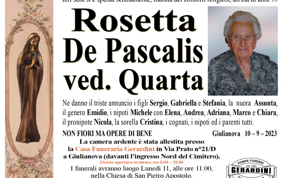 ROSETTA DE PASCALIS ved. QUARTA