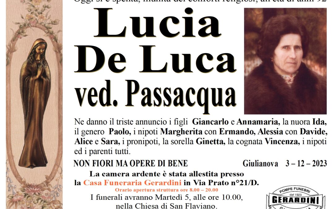 LUCIA DE LUCA VED. PASSACQUA