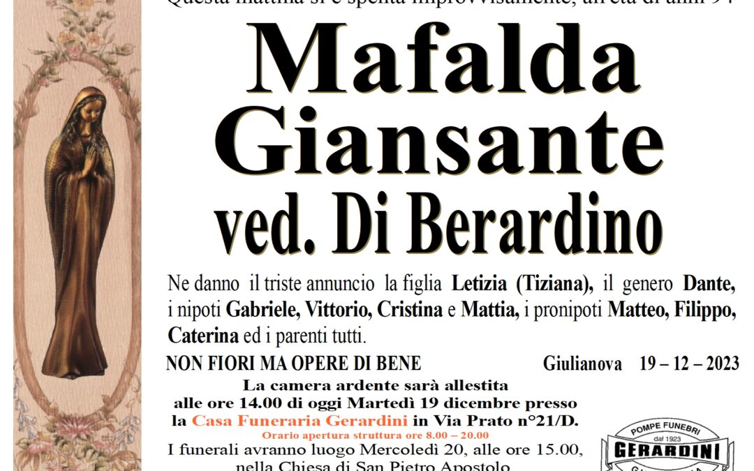 MAFALDA GIANSANTE VED. DI BERARDINO