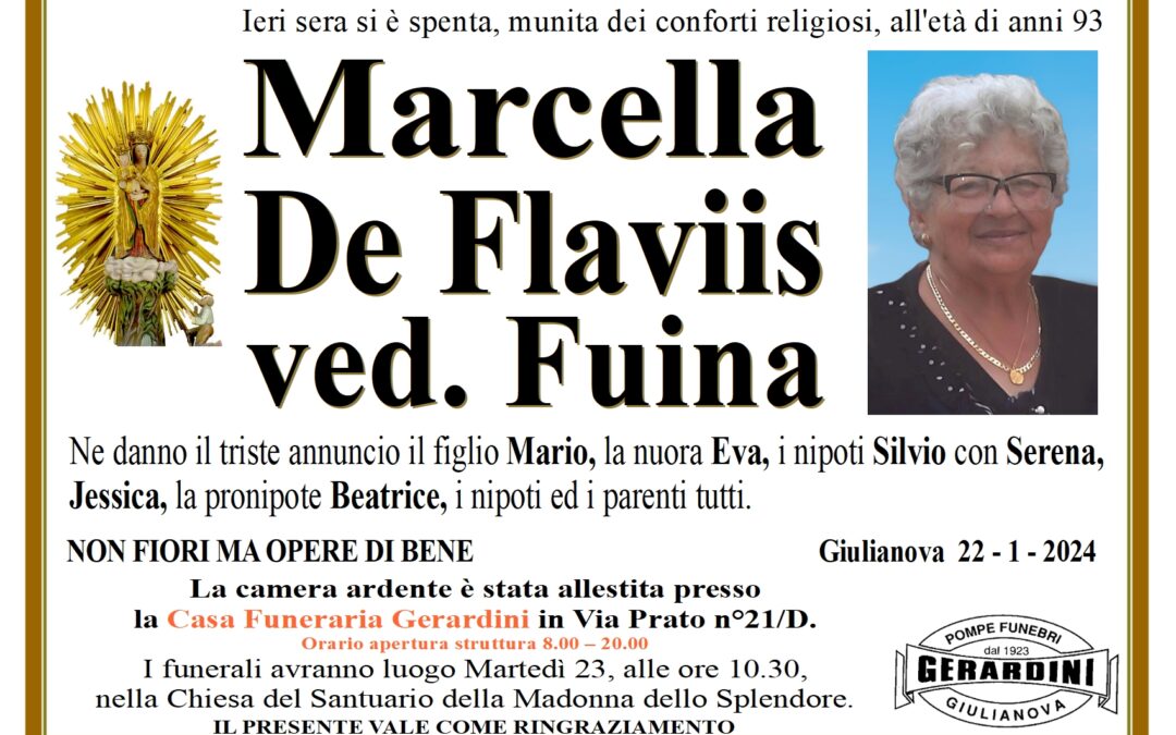 MARCELLA DE FLAVIIS VED. FUINA