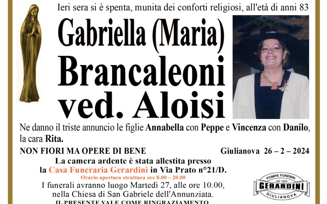 GABRIELLA (MARIA) BRANCALEONI VED. ALOISI