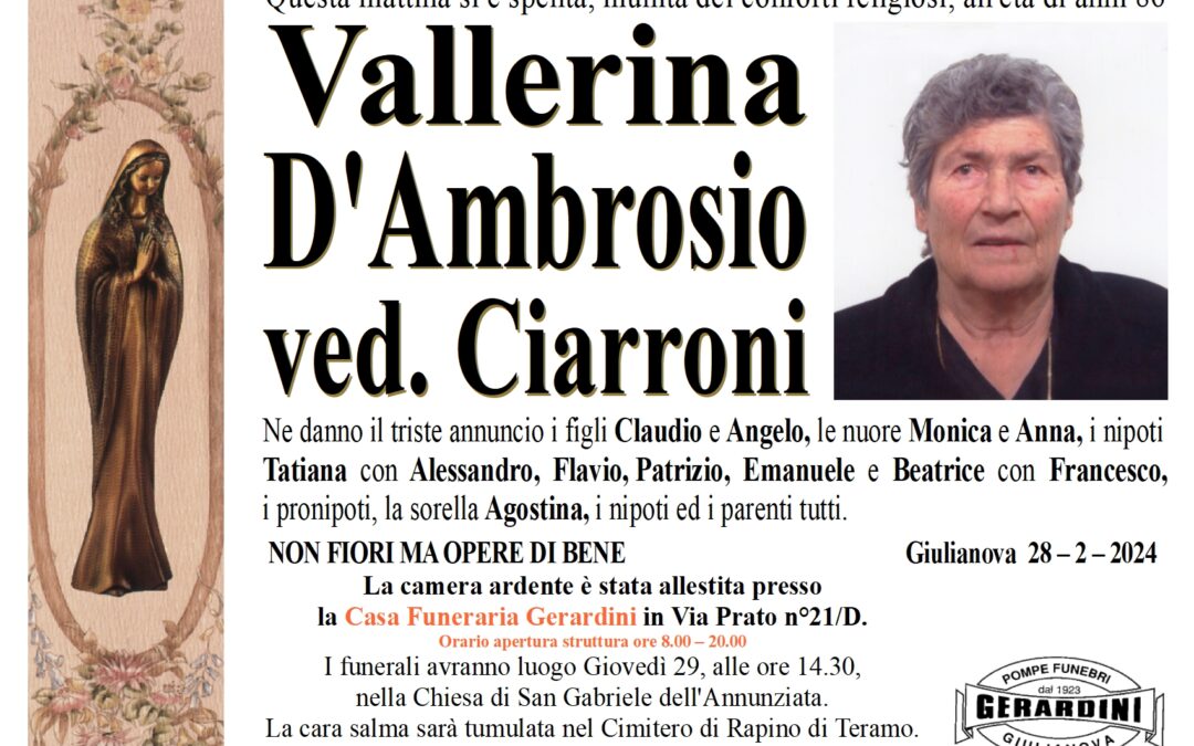 VALLERINA D’AMBROSIO VED. CIARRONI