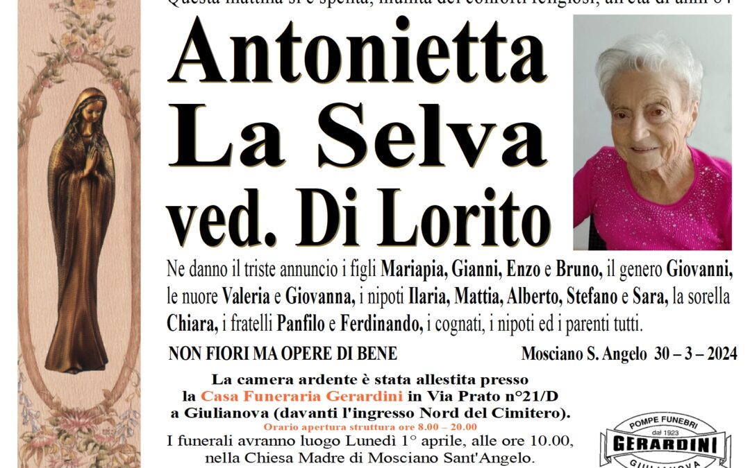 ANTONIETTA LA SELVA ved. DI LORITO