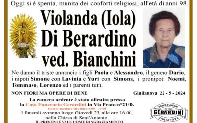 VIOLANDA (IOLA) DI BERARDINO VED. BIANCHINI