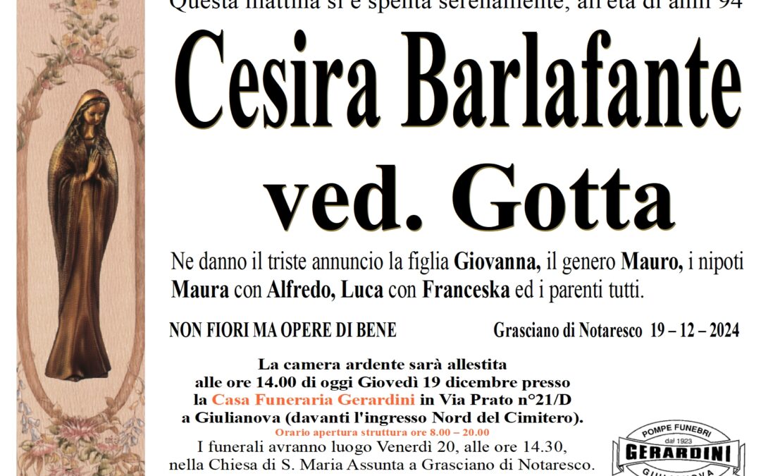 CESIRA BARLAFANTE VED. GOTTA