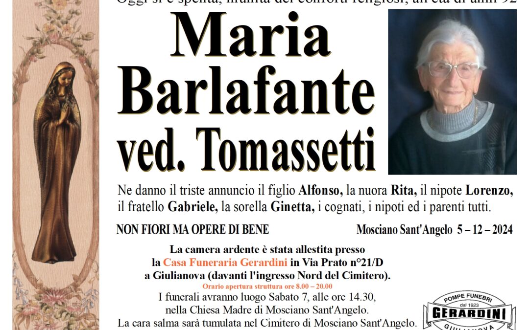 MARIA BARLAFANTE VED. TOMASSETTI