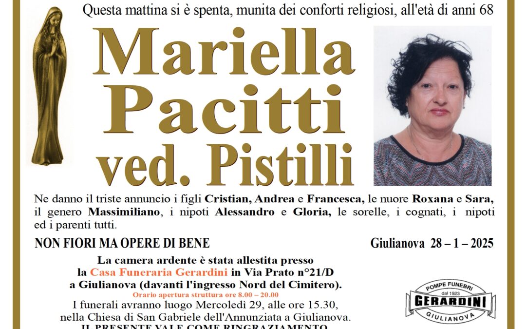MARIELLA PACITTI VED. PISTILLI