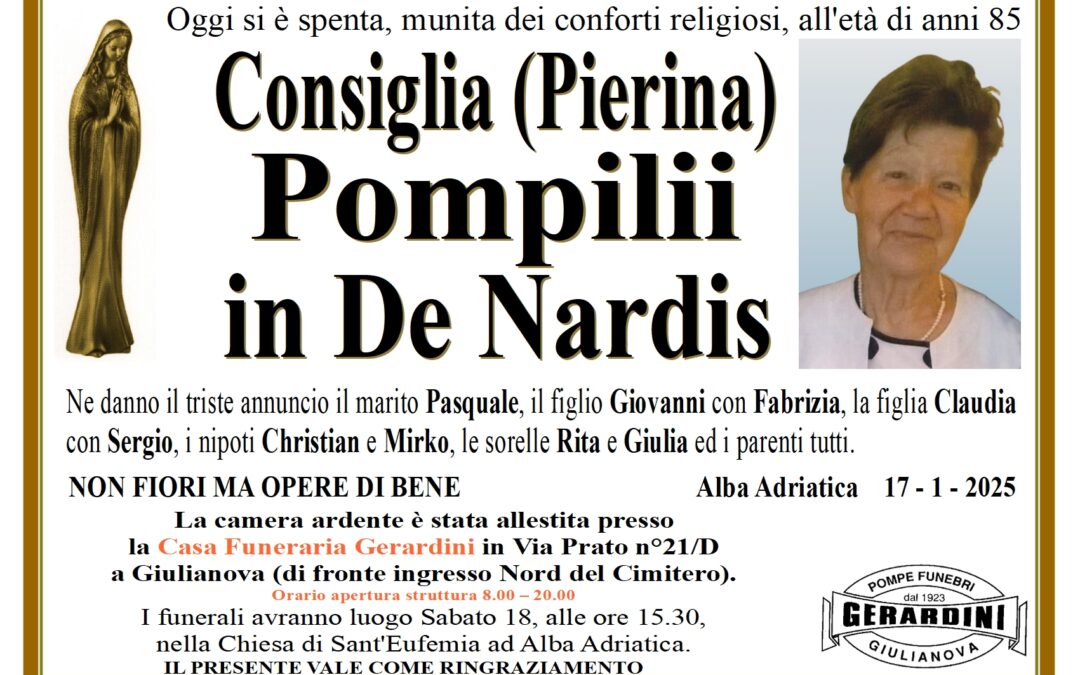 CONSIGLIA (PIERINA) POMPILII in DE NARDIS