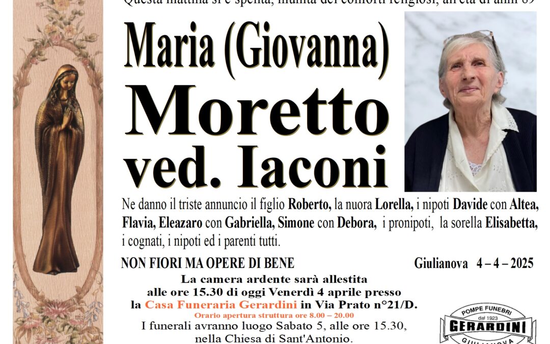 MARIA (GIOVANNA) MORETTO VED. IACONI