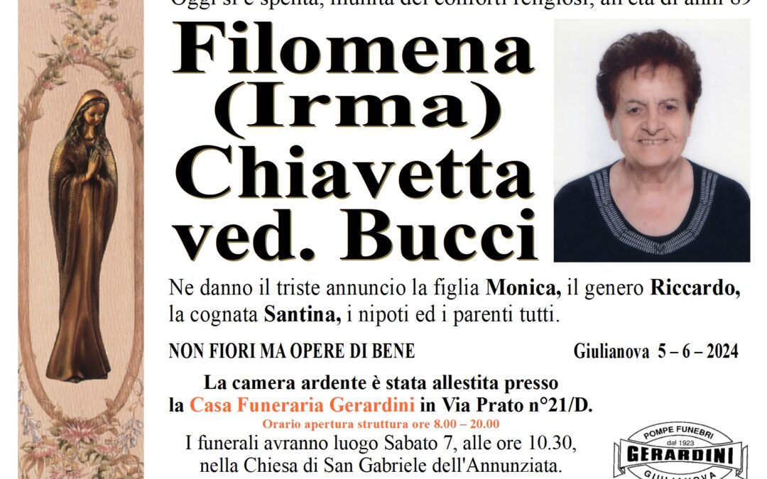 FILOMENA (IRMA) CHIAVETTA VED. BUCCI
