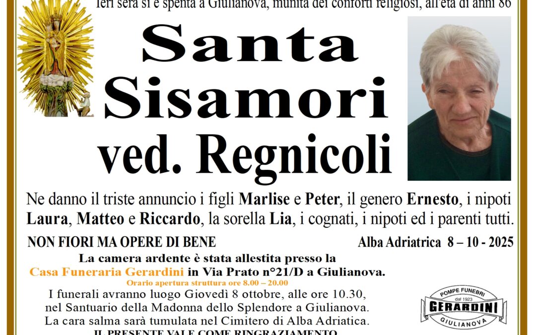 SANTA SISAMORI VED. REGNICOLI