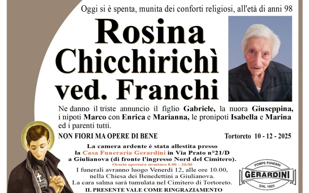 ROSINA CHICCHIRICHI’ VED. FRANCHI
