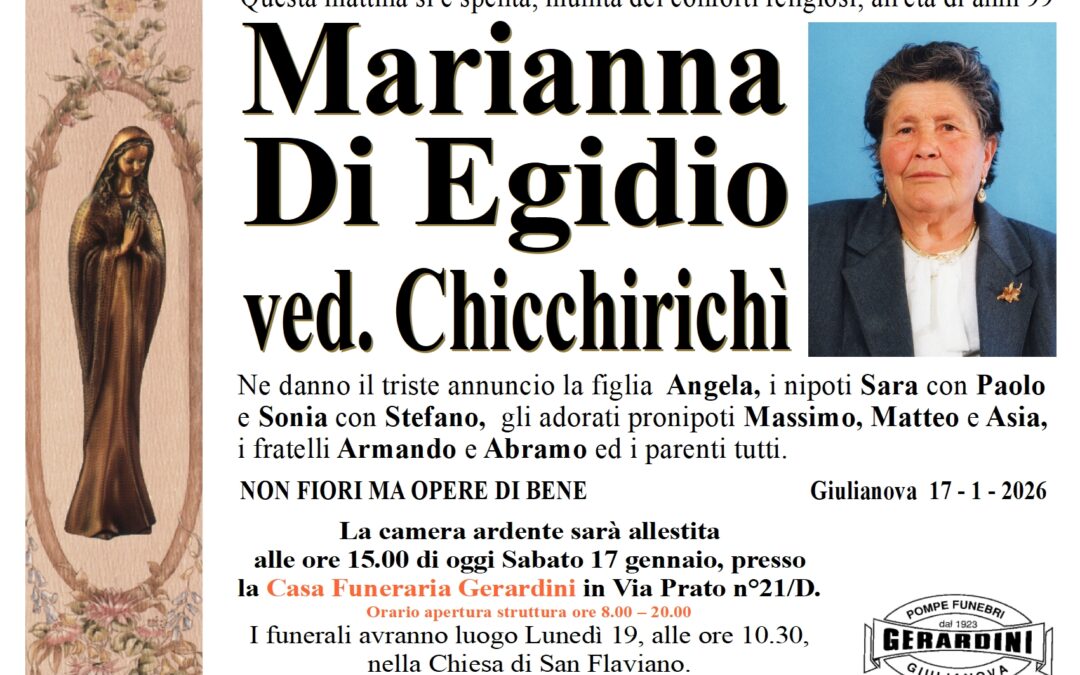 MARIANNA DI EGIDIO VED. CHICCHIRICHI’