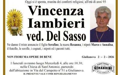 VINCENZA IAMBIERI VED. DEL SASSO