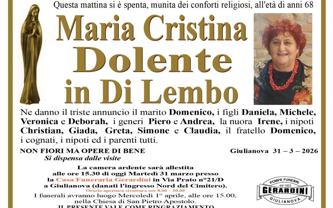 MARIA CRISTINA DOLENTE in DI LEMBO