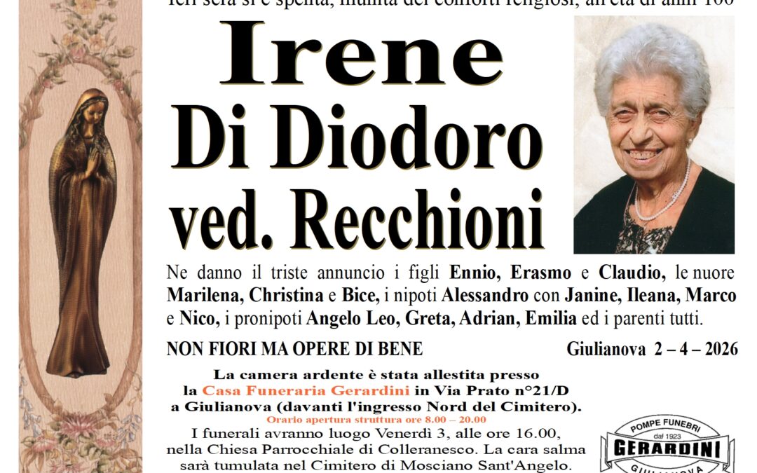 IRENE DI DIODORO VED. RECCHIONI