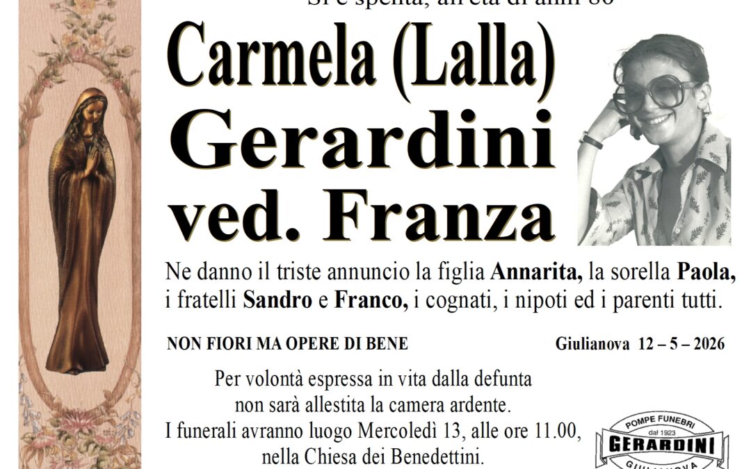 CARMELA (LALLA) GERARDINI VED. FRANZA