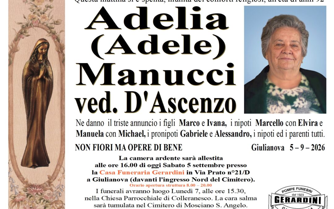 ADELIA (ADELE) MANUCCI VED. D’ASCENZO